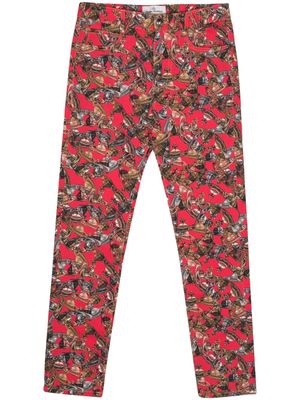 Vivienne Westwood Orb-logo-print twill trousers - Red