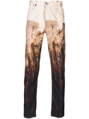 Vivienne Westwood painterly-print tapered cotton trousers - Brown