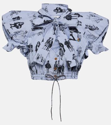 Vivienne Westwood Printed tie-neck cotton cropped top
