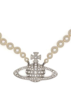 Vivienne Westwood row-pearl orb-charm necklace - White