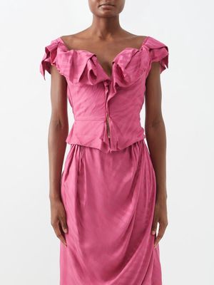 Vivienne Westwood - Striped-jacquard Corset Top - Womens - Pink