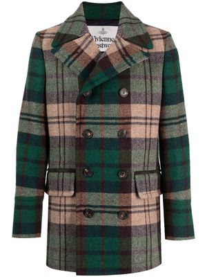 Vivienne Westwood tartan-check virgin wool double-breasted coat - Green