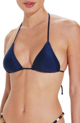 ViX Swimwear Ella Beaded Triangle Bikini Top in Navy