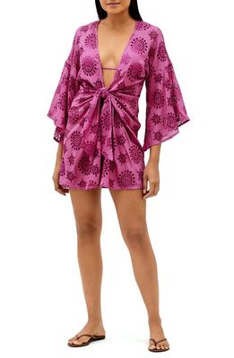 ViX Swimwear Embroiered Perola Knot Cover-Up Romper in Lotus