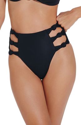 ViX Swimwear Hadhi Cutout Solid Hot High Waist Bikini Bottoms in Black