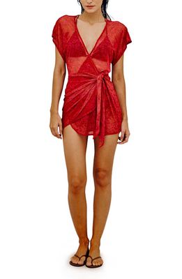 ViX Swimwear Kensi Emily Cover-Up Wrap Dress in Red Multi