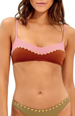 ViX Swimwear Laila Colorblock Studded Bikini Top in Brown Multi