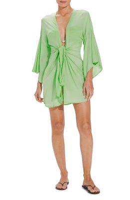 ViX Swimwear Perola Knot Sheer Cover-Up Romper in Lime