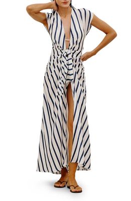 ViX Swimwear Perrine Sasha Stripe Cover-Up Dress in Black