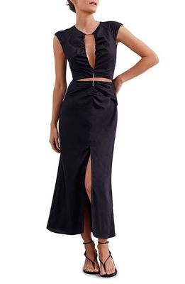 ViX Swimwear Saori Cutout Midi Cover-Up Dress in Black