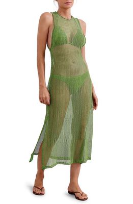 ViX Swimwear Twist Solid Midi Cover-Up Dress in Light Green