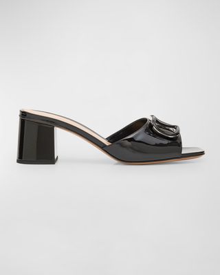 VLogo Leather Tonal Mule Sandals