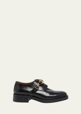 VLogo Medallion Leather Derby Loafers