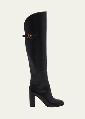 VLogo Over-The-Knee Leather Boots