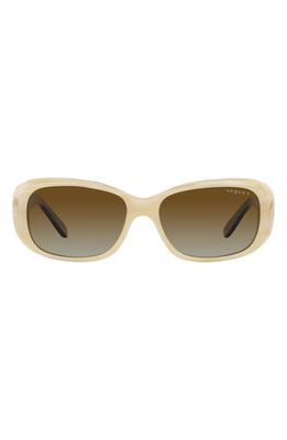 VOGUE 55mm Gradient Polarized Rectangular Sunglasses in Beige Horn