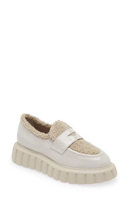 Voile Blanche Grenelle Faux Shearling Trim Platform Loafer in Storm Grey