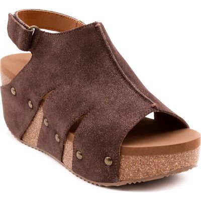 Volatile Montpelier Platform Wedge Sandal in Brown Metallic 