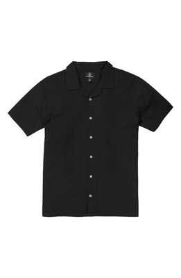 Volcom Baracostone Embroidered Short Sleeve Camp Shirt in Black