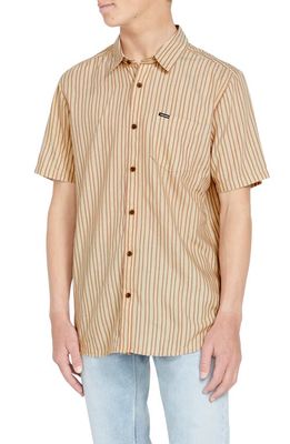 Volcom Barstone Classic Fit Stripe Short Sleeve Button-Up Shirt in Grain