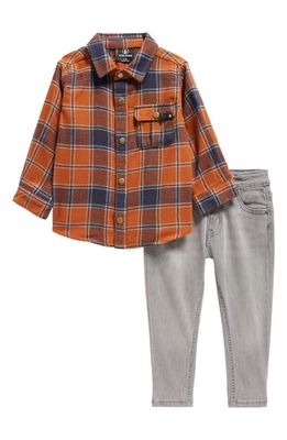 Volcom Brushed Flannel Button-Up Shirt & Jeans Set in Burnt Orange