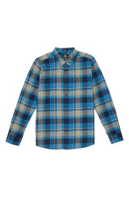 Volcom Caden Modern Fit Plaid Flannel Button-Up Shirt in Navy