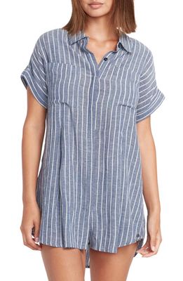 Volcom Coco Stripe Cover-Up Tunic Shirt in Navy