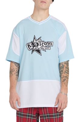 Volcom Ent Noa Deane Oversize V-Neck Graphic T-Shirt in Misty Blue