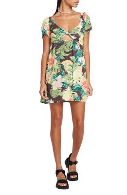 Volcom Excapism Floral Cutout Dress in Slate Grey Multi 