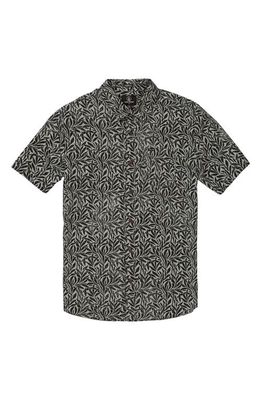 Volcom Falling Leaf Print Short Sleeve Button-Up Shirt in Abyss