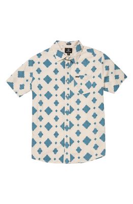 Volcom Grit Mandala Print Short Sleeve Button-Up Shirt in Whitecap Grey
