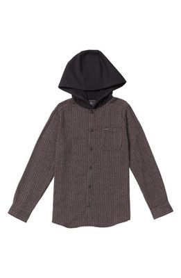 Volcom Kids' Archibold Hooded Button-Up Shirt in Black