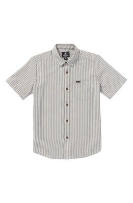 Volcom Kids' Barstone Stripe Short Sleeve Button-Up Shirt in Tower Grey