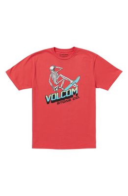 Volcom Kids' Boneslide Graphic T-Shirt in Flash Red