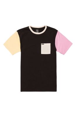 Volcom Kids' Expostone Colorblock Pocket T-Shirt in Black