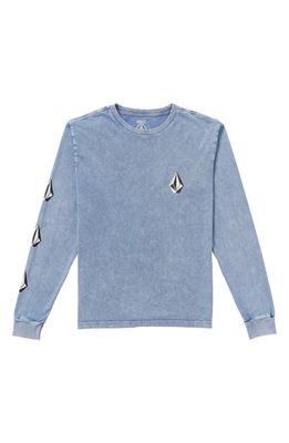 Volcom Kids' Iconic Stone Plus Long Sleeve Graphic T-Shirt in Denim