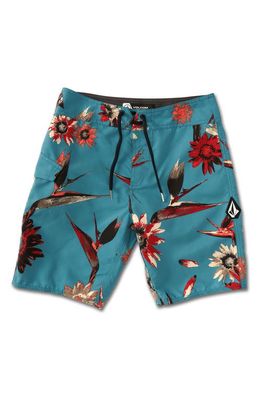 Volcom Kids' Mod Distraction Board Shorts in Storm Blue