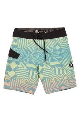 Volcom Kids' Mod Ringer Board Shorts in Shadow Lime