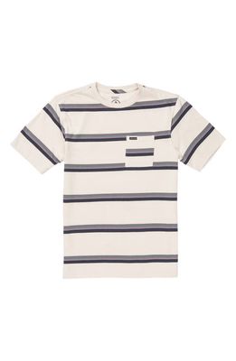 Volcom Kids' Outstoned Stripe Cotton Pocket T-Shirt in Whitecap Grey
