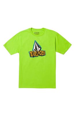 Volcom Kids' Sticker Stamp Cotton Graphic T-Shirt in Electric Green