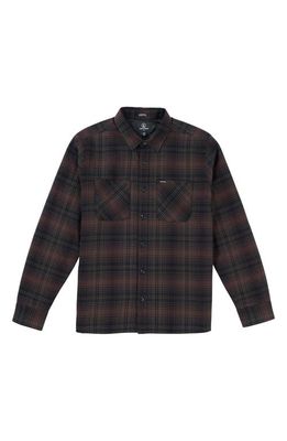 Volcom Overstoned Plaid Flannel Button-Up Shirt in Mahogany