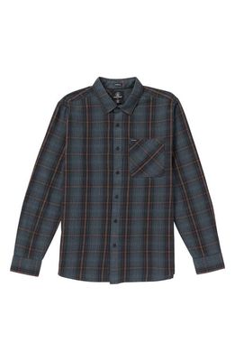 Volcom Plaid Heavy Twill Flannel Button-Up Shirt in Dark Slate