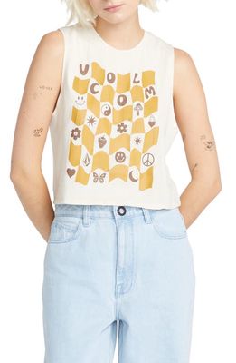 Volcom Stone Hour Crop Cotton Graphic Tank in Cloud