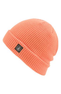 Volcom Stone Logo Patch Beanie in Coral