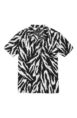Volcom Stone Party Animal Short Sleeve Button-Up Camp Shirt in Black