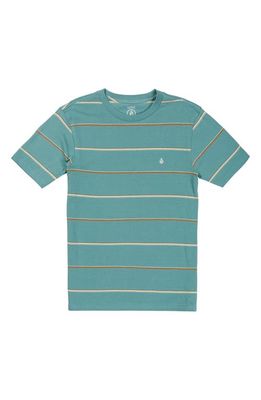Volcom Thortan Stripe Cotton T-Shirt in Coastal Blue