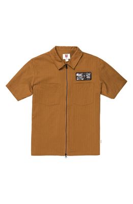 Volcom Tokyo Short Sleeve Zip-Up Shirt in Rubber