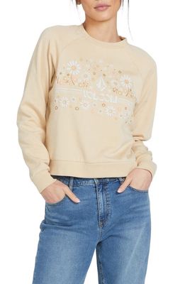 Volcom Truly Deal Floral Graphic Sweatshirt in Khaki