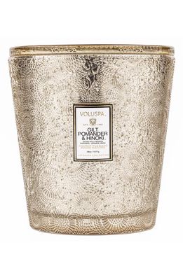 Voluspa Gilt Pomander & Hinoki 3-Wick Hearth Candle in Gilt Pom/hinoki