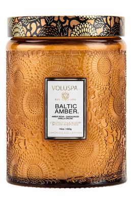 Voluspa Japonica Baltic Amber Large Embossed Glass Jar Candle