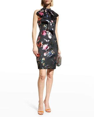 Von Metallic Floral-Print Bow Dress